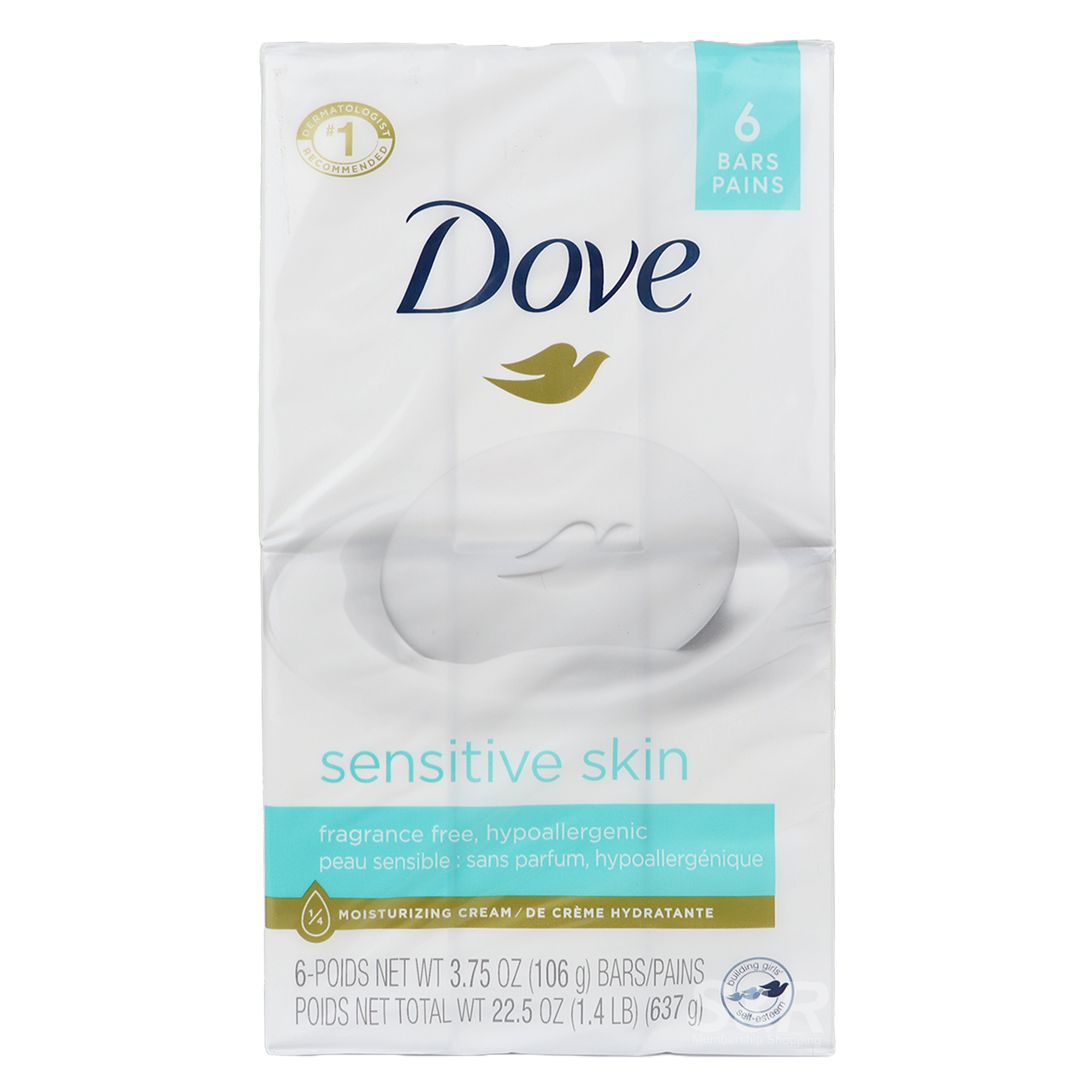 Dove Sensitive Unscented Hypo-allergenic Beauty Bar Soap 6pcs